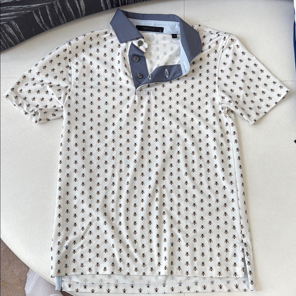 GREYSON PUPS Bee Patterned Polo Shirt
